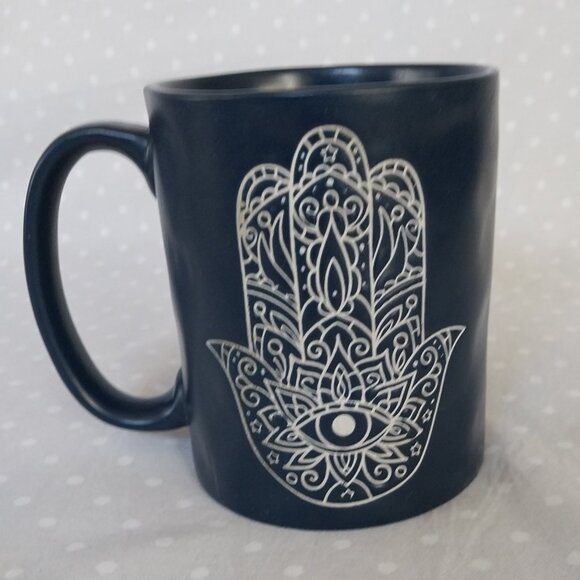 Stay Wild Moon Child Hamsa Hand Blue and White Coffee Mug - Picture 2 of 4